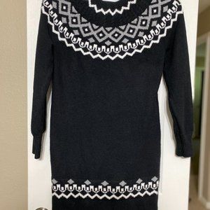 LOFT Black Fairisle Sweater Dress Sz XS